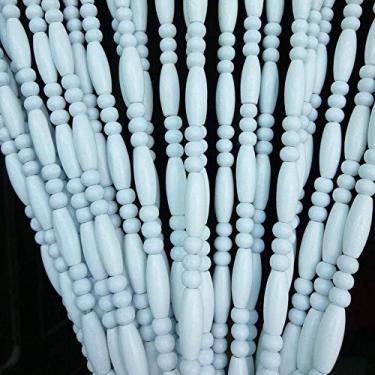 Imagem de ZJYWMM Cortina frisada contas de madeira cortinas de corda de porta para porta armário passagem divisor de quarto decoração de varanda, 2 cores (cor: branco, tamanho: 27 fios - 70 cm x 215 cm)