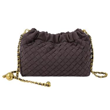 Imagem de Joryin Bolsa tiracolo feminina de tecido e bolsa de noite, bolsa de mão de bolinho moderna e bolsa de ombro Hobo Cloud clutch moderna, Tecido de camurça-chocolate ameixa