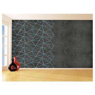 Imagem de Papel De Parede Concreto Linhas Azul Turquesa 3,5M Kkt271 - Você Decor