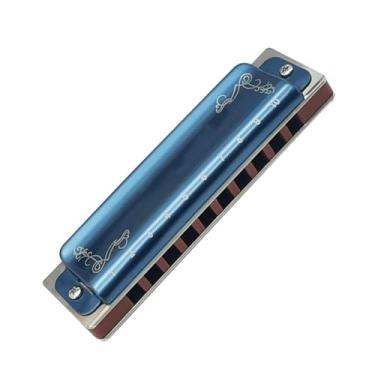 Imagem de Gaita profissional Play Harmonica 10 furos diatônica blues gaita elegante aparência azul fósforo bronze liga polido palhetas