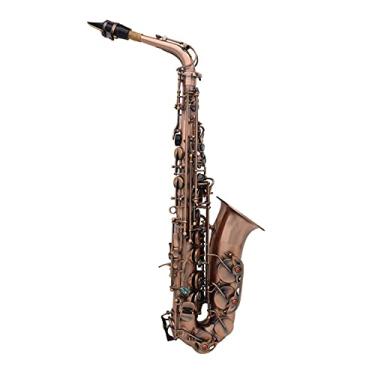 Imagem de Profissional Red Bronze Bend EB E-Flat Saxofone Alto Saxofone Abalone Shell Key Carve Pattern with Case Luvas Correias Escova Saxofone Liso