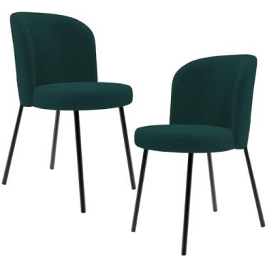 Imagem de Kit 2 Cadeiras Sala de Jantar Estofada Gavi L02 Bouclê Verde - Lyam Decor