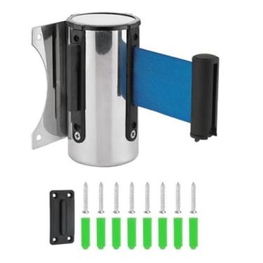 Imagem de HGTRH Barreira de cinto retrátil de montagem na parede, barreira retrátil de aço inoxidável, cordão de segurança, controle de multidão para aeroportos, bancos, mercearia, loja, estádio 3M