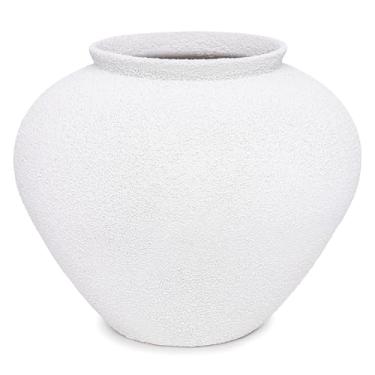 Imagem de Vaso de cerâmica rústico com textura áspera, detalhe decorativo de textura artesanal, branco, 29 cm de largura x 24,8 cm de altura