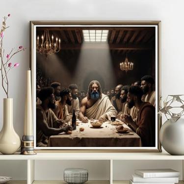 Imagem de Kits de arte de diamante 5D para adultos - Kits de pintura de diamante de Cristo DIY, broca redonda completa - Artesanato de ponto cruz bordado de cristal para decoração de parede, presentes de Natal