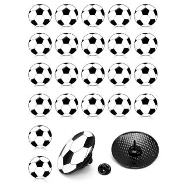 Imagem de JUNEBRUSHS 28 peças de pinos esmaltados de bola de futebol, alfinetes de lapela esportivos para amantes de futebol, festa, aniversário, decorações temáticas, suprimentos de lembrancinhas, acessórios