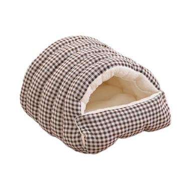 Imagem de KiBcsLic Casinha para Gatos, Quente e Macio, Caverna Grossa para Filhotes, Portátil, com Almofada Removível, Cama de Pelúcia Macia para Cães e Gatos, Cinza, S