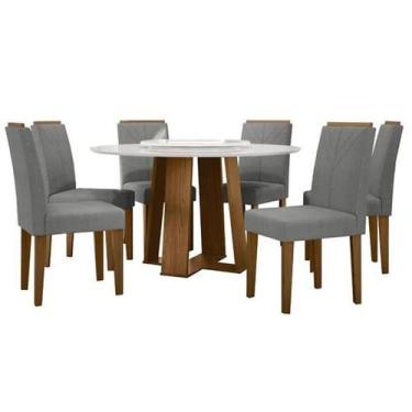 Imagem de Conjunto Sala de Jantar Mesa Isabela 135X135 6 Cadeiras Amanda Ype/Off