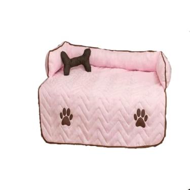 Imagem de Cama Protetora de Sofá Pet, Rosa, 42x86x15cm, Protetor de Sofá para Cachorro, Poliéster, Matelassê, Liso, Lavável à Máquina, Zíper Lateral, Kit com 2 Peças