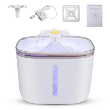 Imagem de Dispenser de Água Automático para Pets com Janela Nível Anti Queimaduras Secas Ração Portátil 2L Gato e Cachorro Adulto Bomba Silenciosa Tripla Filtração Grau Alimentar