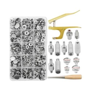Imagem de Conjunto De Botões De Pressão Metálicos Com Alicate Para Costura De Ro