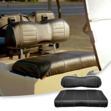 Imagem de SHUNCHENXIANG As capas de assento de carrinho de golfe servem para almofada de assento frontal Club Car DS 2000.5, listra personalizada de couro, macia, confortável/antiarranhões/fácil de limpar