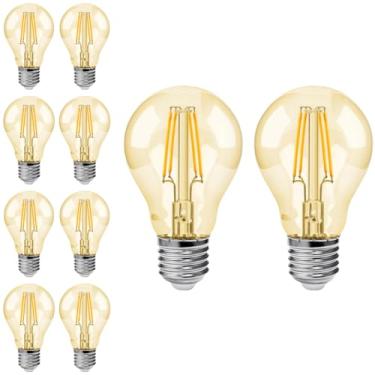 Imagem de Kit 12x Lâmpada Filamento Led A60 Retrô Vintage Âmbar Bivolt E27