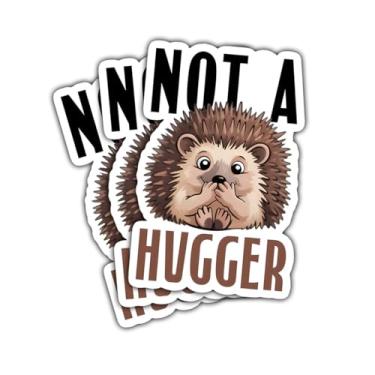 Imagem de 3 adesivos Not a Hugger Hugger Hedgehog, decalques engraçados de vinil de ouriço fofos para laptop, garrafa de água, cantil hidro, caderno, para-choque de carro, álbum de recortes, presente para