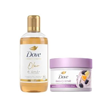 Imagem de Kit Dove Sabonete Líquido Óleo de Banho Glicerinado 240ml + Sabonete Esfoliante Corporal Beauty Scrub Amora e Frutas Cítricas 280g