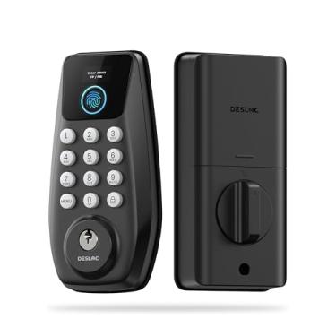 Imagem de DESLOC Fechadura de porta de entrada sem chave C110 com visor (tela inteligente), fechaduras de porta com impressão digital, fechadura de teclado, trava automática, teclas retroiluminadas, modo de