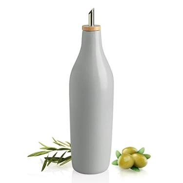 Imagem de Sweejar Garrafa dispensadora de azeite de oliva de cerâmica fosca com bico, dispensador de óleo de 500 ml para balcão de cozinha, galheteiro de óleo opaco para EVOO, vinagre, recipiente de óleo de