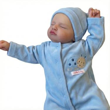 Imagem de Boneca Bebê Reborn Realista em Silicone Rosali Menino 46 cm e Pode Dar Banho Acompanha Roupinhas Variadas e Acessórios