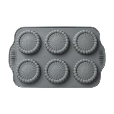 Imagem de Formas de Silicone para Bolos,6 Formas de Muffins Antiaderentes com Design de Flores - Moldes Redondos Em Silicone Para Forno | Bolachas, Pão, Chocolate, Natal E Cozinha
