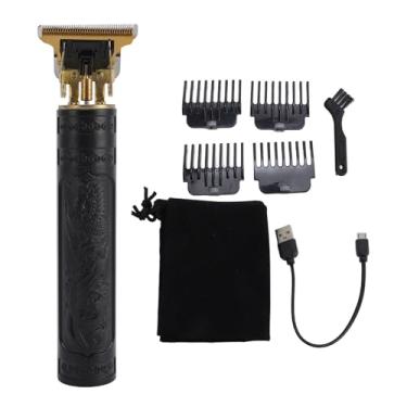 Imagem de Conjunto de aparador de cabelo T Blade Profissional Suave Corte Preciso Kit de tosquiadeira de cabelo elétrica com 4 pentes guia Carregamento USB para homens Salão de beleza (Preta)