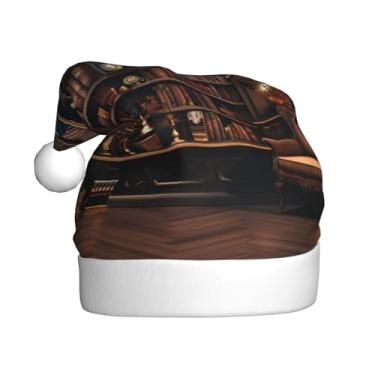 Imagem de Library Bookshelf Print Christmas Hat For Adults Santa Hat Christmas Party Accessory Xmas Outdoor Party