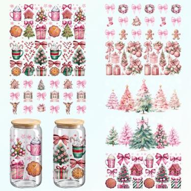 Imagem de Adesivos de Natal UVDTF para copos, pacote com 8, tamanho de copo de 473 ml, transferência UV para artesanato em vidro e madeira (176)