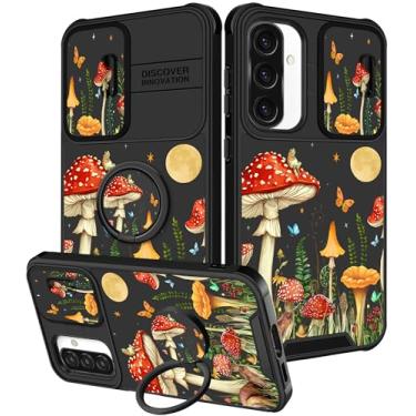 Imagem de Funermei Capa para celular Samsung Galaxy A36/A56 5G - Capa de telefone feminina bonita estética cogumelo lua design exclusivo com capa de câmera e suporte de anel Funda para Samsung A36/A56 5G
