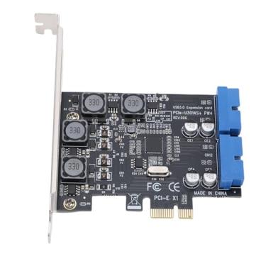 Imagem de Luocute PCIe para 2 Portas Placa USB 3.0 de 19 Pinos, Placa de Expansão USB 3.0 Com 4 Módulos de Potência 4 Capacitores Sólidos 4 Fusíveis Independentes, Placas de Porta USB Internas