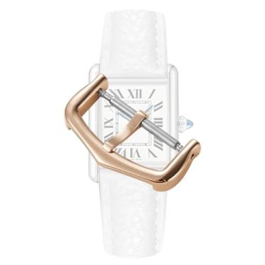 Imagem de hengfento2 Pulseira de reposição para Cartier Ballon Bleu Tank pulseira de aço inoxidável (ouro rosa, 14 mm)