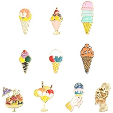 Imagem de UR URLIFEHALL 9 peças, 9 estilos, conjunto de alfinetes de lapela esmaltados sorvete, verão, sobremesa, doces, emblemas, broches, alfinetes, para roupas, bolsas, casacos, acessórios