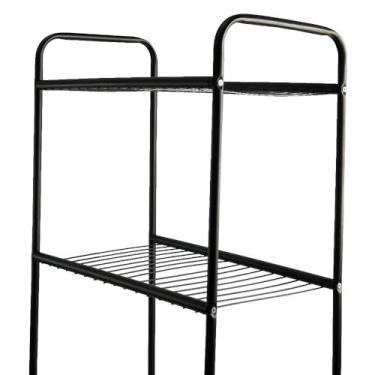 Imagem de Estante para Banheiro com 2 Níveis, Aço Preto Fosco, 55x155x32cm, 12kg Capacidade