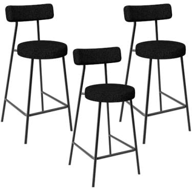 Imagem de Kit 03 Banquetas Baixa Para Cozinha Sala De Jantar Bancada Milão L02 Linho Chumbo - Lyam Decor