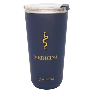 Imagem de Zonacriativa - Copo Térmico Sky Medicina azul 500ml | Aço inoxidável parede dupla e tampa hermética com clique | Ideal para plantões e consultas