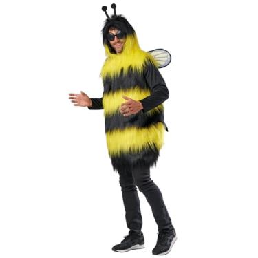 Imagem de JUST FOR PARTY Bumble Bee Costume for Unisex Adults, Furry Hooded Dresses with Tail Headband Wings and Bee Glasses, Cute Funny Animal Cosplay Outfits for Halloween Dress-Up Party, One Size