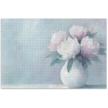 Imagem de Quebra-cabeça com pintura de flor de peônia pastel, 1000 peças, adulto, desenho animado, animal, natureza, jogo de quebra-cabeça, presentes tecnológicos, 75 x 40 cm