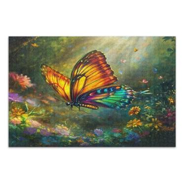 Imagem de Quebra-cabeças rígidos de borboleta colorida para adultos com letras nas costas quebra-cabeça de 500 peças para adultos