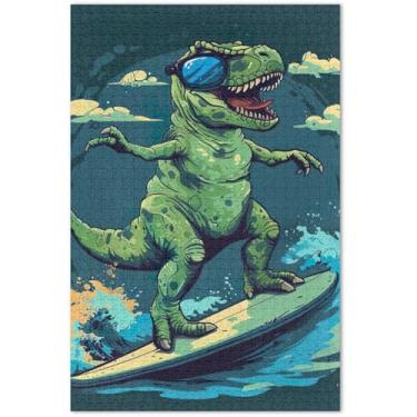 Imagem de Quebra-cabeças de dinossauro para adultos, 1000 peças, presentes engraçados, exclusivos, quebra-cabeças, brinquedo artístico, 75 x 40 cm