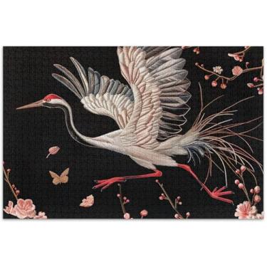 Imagem de Quebra-cabeça de guindaste bordado floral, 500 peças para adultos, elefantes brancos, presentes para adultos, brinquedo familiar, obra de arte, 51 x 35 cm