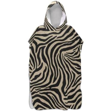 Imagem de Joisal Poncho de surf para adultos trocador com capuz toalha de natação plus size masculino poncho com capuz listrado preto marrom