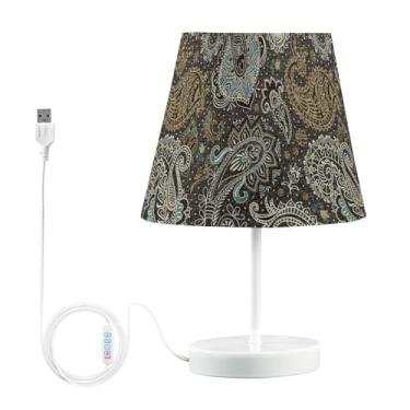Imagem de Joisal Abajur de mesa colorido com estampa Paisley para sala de estar, abajur de leitura de cabeceira, lâmpada decorativa