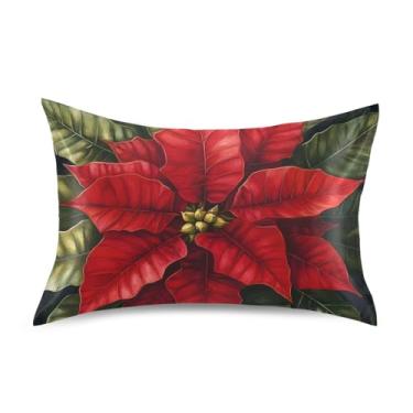 Imagem de Fronhas de cetim de poinsétia de Natal fofas refrescantes padrão Queen King Size almofada animal floral macio capa de travesseiro queen size 76 cm x 50 cm