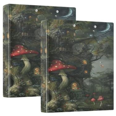 Imagem de Mushroom House Fichários escolares 3 anéis com bolsos, 3 anéis, prancheta, pasta para escola