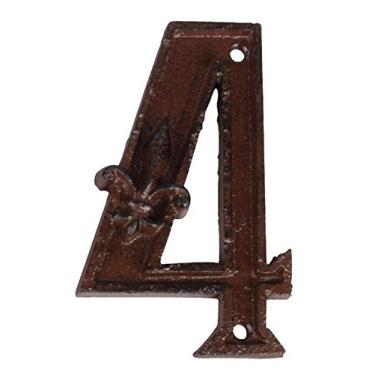 Imagem de Esschert Design Casa de ferro fundido número 4, marrom ferrugem, 7,4 x 1,2 x 11,7, DB62-4