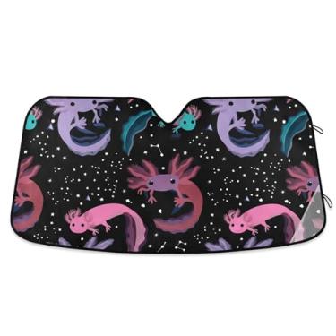 Imagem de Toldo de sol preto personalizado com desenho animado fofo para para-brisa de carro capa de para-brisa automotiva retrátil retrátil animal protetor solar P, 134,6 cm x 59,7 cm