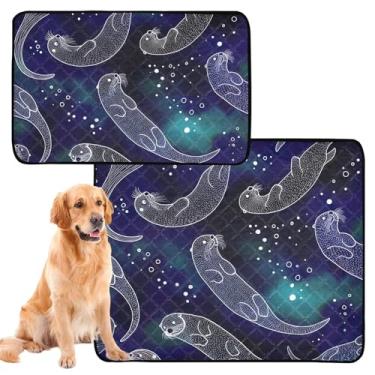 Imagem de Almofadas de xixi para cães, lontras, oceano, azul marinho, tapete extragrande, impermeável, cercadinho absorvente, almofadas de treinamento para penico, pequeno x pacote com 3