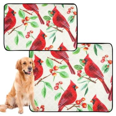 Imagem de Almofada de aquarela Red Cardinals Bird Green Cat Pet Pad reutilizável para cães tapete impermeável para gaiola de cachorro filhote de cachorro treinamento penico à prova de vazamento, médio + grande