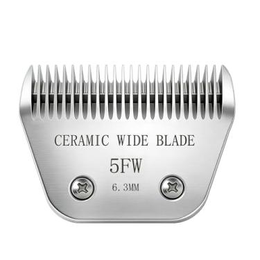 Imagem de Loarysk Lâminas largas de cerâmica de precisão para cuidados com cães, compatíveis com Andis, Oster A5, Wahl km10 Clippers-lâmina de substituição para cuidados com cães e gatos (5FW (6,3 mm))