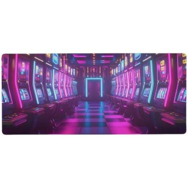 Imagem de Slot Machines Tapete de mouse neon para jogos, controle de precisão, tapete de mouse de mesa completo, 80 x 30 cm, almofadas de mesa