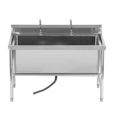 Imagem de Conjunto de pia de cozinha de restaurante comercial com torneira, pia de aço inoxidável independente, pia industrial, pia industrial de cozinha (120 cm/47,2 pol.)