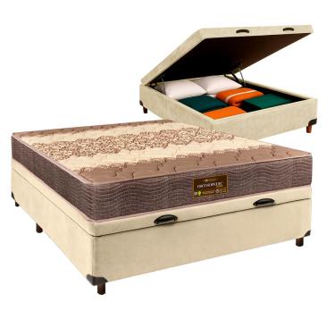 Imagem de Cama Box Bau Blindado Casal + Colchão D26 Ortophedic Sankonfort